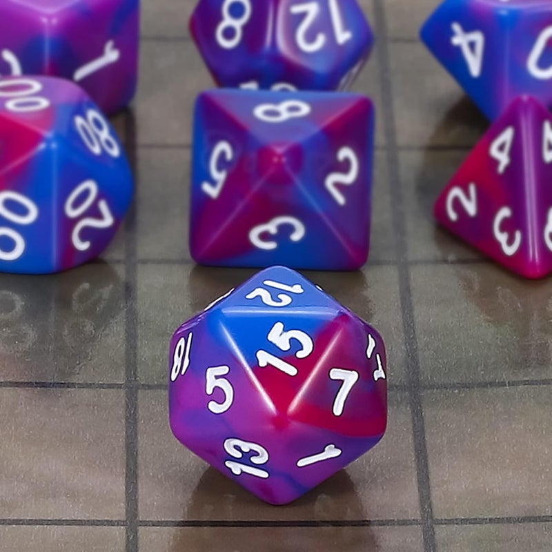 CiaraQ DND Polyhedral Dice Set for Dungeons and Dragons RPG MTG Role Playing Table Games-with 1 Dice Pouch (Blue+Purple+Red) - Image 4